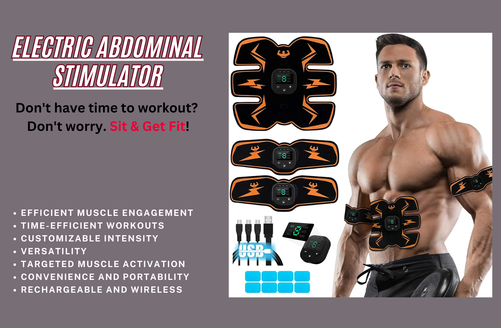 Revolutionize your fitness journey with our Electric Abdominal Stimulator! Sculpt and tone your core effortlessly with this cutting-edge device.