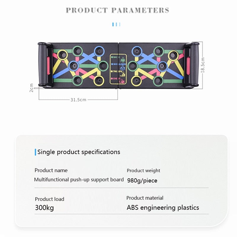 Our strength training Push Up Board helps you to burn calories and build strength, leading you through a total-body strength and conditioning workout. In just 30 minutes a day, you will develop muscles, build upper and lower body strength, burn calories, and lose weight. Our Push Up Board is portable, easy to assemble and can fold for storage. Made with premium materials and the non-slip hand grips are cushioned for added comfort. Take it with you anywhere; at home, gym, office, park, etc.