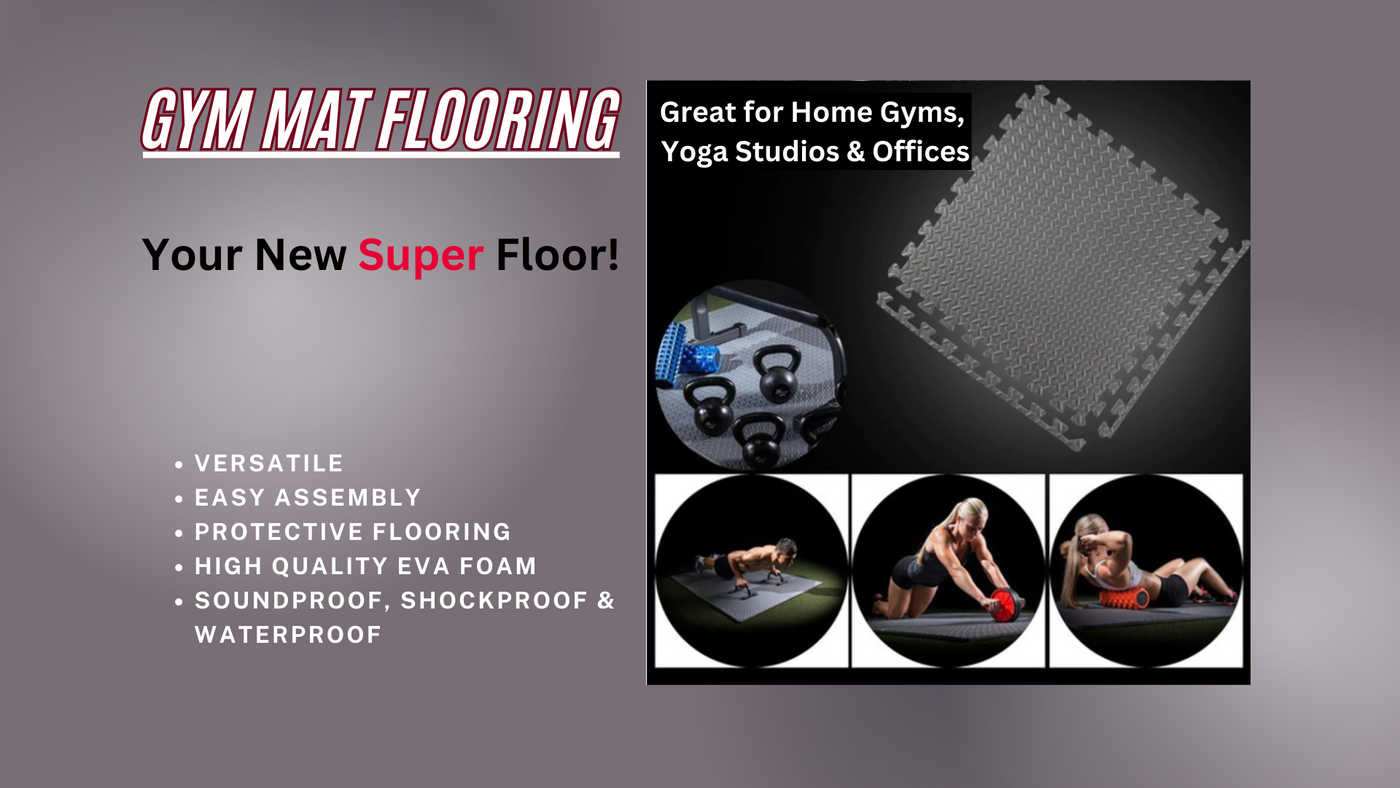 Make safety a priority at your home gym with our Gym Mat Flooring. These Gym Mats are made of high-quality EVA foam that can take the weight of heavy dumbbells, barbells, and plates falling on the ground. Don’t be afraid to work out with intensity as these Gym Floor Mats will keep your floors protected from damage. You can toss weights around carefree with these strong Gym Mats, they will cushion the blow. 