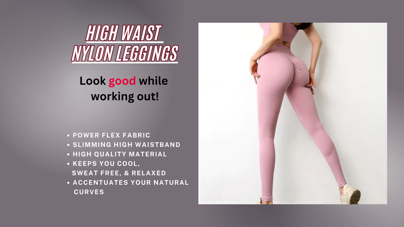 Who doesn’t want to look good while working out? Well not only does the High Waist Nylon Leggings accentuate your natural curves, but the power stretch fabric enhances performance too. Keeping you cool, sweat-free, and relaxed, the High Waist Nylon Leggings allow you to make the most of every workout. You can feel the fabric stretch with your body when performing compound movements and not be restricted one bit. A vertical seam down the buttock helps you go deeper when squatting for a full range of motion!