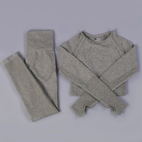 PREMIUM FABRIC: These leggings - yoga set have 4-way stretch material to promote both soft and compression. Not only has the features of high elastic but also good rebound resilience, moisture wicking and quick dry. HONEYCOMB STRUCTURE: Honeycomb structural fabric and color contrast stripe fabric are properly combined to give consideration to the appearance and usability.
