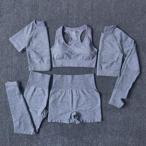 2/3/5PC LEGGINGS | YOGA SET HIGH-WAIST SEAMLESS: &nbsp They are slim-fit, helping to show off your bodies curves perfectly with tummy control and butt lift.