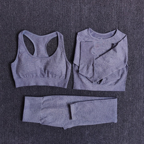 2/3/5PC LEGGINGS | YOGA SET HIGH-WAIST SEAMLESS: &nbsp They are slim-fit, helping to show off your bodies curves perfectly with tummy control and butt lift.