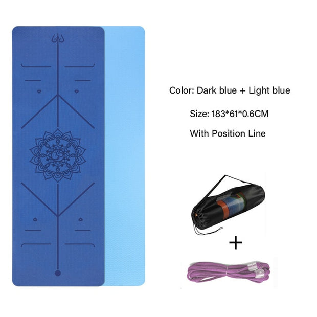 This double layered non slip yoga/pilates mat boasts position lines for guidance Helps you stay in shape, soft rebound, closed-cell foaming, high-density cushioning, comfortable to the touch and protects the joints Yoga mat is easy to clean, has moisture absorption and is breathable Double sided non-slip surfaces, exercise yoga mat comes with an excellent slip resistant advantage to prevent injuries. Non-toxic and Anti-bacteria.