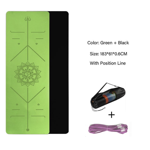 This double layered non slip yoga/pilates mat boasts position lines for guidance Helps you stay in shape, soft rebound, closed-cell foaming, high-density cushioning, comfortable to the touch and protects the joints Yoga mat is easy to clean, has moisture absorption and is breathable Double sided non-slip surfaces, exercise yoga mat comes with an excellent slip resistant advantage to prevent injuries. Non-toxic and Anti-bacteria.