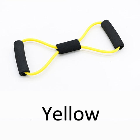 8 Word Fitness Yoga Resistance Bands have high quality rubber material, elastic and not easy to overstretch Ergonomic sponge handle, anti-slip, sweat-absorbent and comfortable to grip Great for home-based strength training Lightweight and portable, easy to carry Essential for yoga and pilates Promotes flexibility and mobility