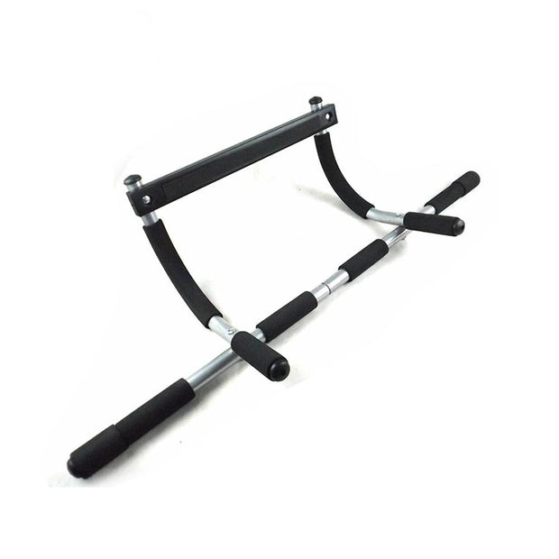 Material: The pull up bar has a spring steel tube and high-density non-slip foam handles that ensures durability and stability.  Proper Doorway Width: 24-32 inches; neutral uses leverage to hold against the doorway so there are no screws; no damage to the door; installs in seconds.  Multiple Uses: Chin-ups, push-ups, sit-ups, etc., strengthen your back, biceps, and other upper body muscles in the comfort of your home gym with this multi-functional pull up bar.