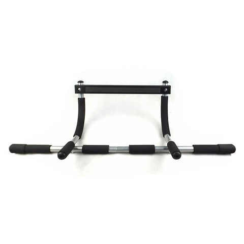 Material: The pull up bar has a spring steel tube and high-density non-slip foam handles that ensures durability and stability.  Proper Doorway Width: 24-32 inches; neutral uses leverage to hold against the doorway so there are no screws; no damage to the door; installs in seconds.  Multiple Uses: Chin-ups, push-ups, sit-ups, etc., strengthen your back, biceps, and other upper body muscles in the comfort of your home gym with this multi-functional pull up bar.