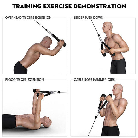 CONSTRUCTION – The triceps rope is made of heavy duty 1. 5-inch rope, great for bodybuilding. FEATURES – Rubber ends keep user's hands from slipping off. BUILD MUSCLE – Great attachment for developing triceps and upper body mass. SPECS – Steel Single-head drawstring length: 36cm. SPECS – Double-head drawstring length: 70/90cm