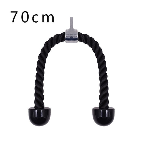 CONSTRUCTION – The triceps rope is made of heavy duty 1. 5-inch rope, great for bodybuilding. FEATURES – Rubber ends keep user's hands from slipping off. BUILD MUSCLE – Great attachment for developing triceps and upper body mass. SPECS – Steel Single-head drawstring length: 36cm. SPECS – Double-head drawstring length: 70/90cm