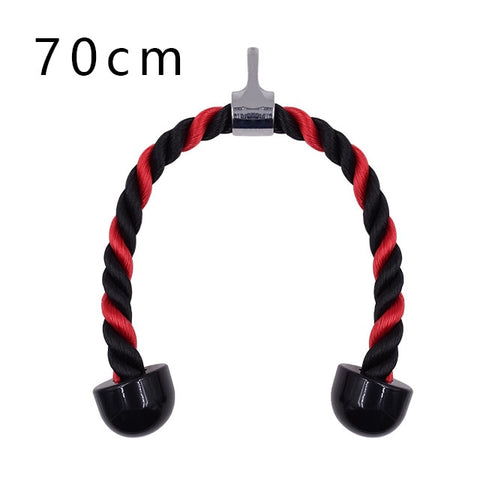 CONSTRUCTION – The triceps rope is made of heavy duty 1. 5-inch rope, great for bodybuilding. FEATURES – Rubber ends keep user's hands from slipping off. BUILD MUSCLE – Great attachment for developing triceps and upper body mass. SPECS – Steel Single-head drawstring length: 36cm. SPECS – Double-head drawstring length: 70/90cm