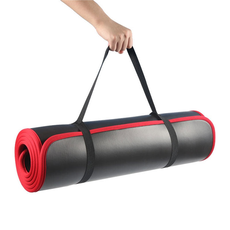 Exercise Mat Thick Yoga Mat Fitness & Easy-Cinch Carrier Strap & Pilates  Sports 