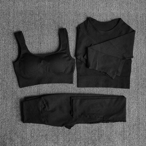 Excellent Material - This yoga workout set for women is made of nylon and spandex. The fabric is thick and is non see through. Lightweight, comfortable, stretchy, flattering and compressive, totally squat proof. Seamless microfiber technology is moisture wicking, quick drying abilities to keep you cool and dry during any workout. Fashion Design: This yoga set has the ribbed texture design. The high waist compression athletic seamless leggings are perfect for tummy control.