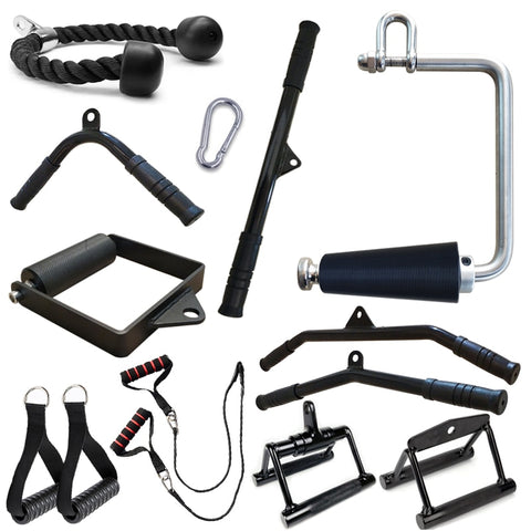 Whether you have your own home gym set up or like using your own equipment at the gym, our Cable Machine Attachments are a must. Some of the most critical workouts come from using these Cable Machine Attachments. They can be used for a variety of exercises like triceps press downs, cable rows, curling, and so much more. Now you can crush every workout without skipping a thing. All the equipment included is sure to last you a lifetime of working out.