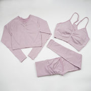 ELASTICITY AND BREATHABILITY: This fabric not only has the features of high elastic but also has a good rebound resilience. Moreover, it is breathable and good at moisture absorbing and sweat releasing, fast drying. 2/3PC YOGA SET HIGH-WAIST SEAMLESS LEGGINGS: They are slim-fit, showing off your bodies curves and perfect tummy control with butt lift. The texture helps keep them in place during workouts, non-slip.
