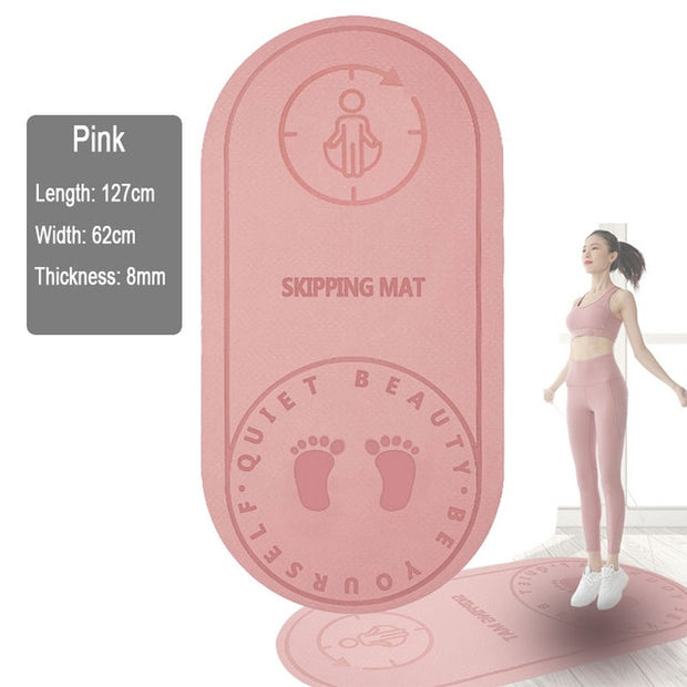 You will enjoy this yoga, pilates and jump rope mat, it is made of high quality TPE material and premium padding to absorb impact. Protecting your feet, knees, joints, and back while jumping.
