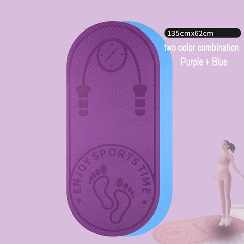 You will enjoy this yoga, pilates and jump rope mat, it is made of high quality TPE material and premium padding to absorb impact. Protecting your feet, knees, joints, and back while jumping.
