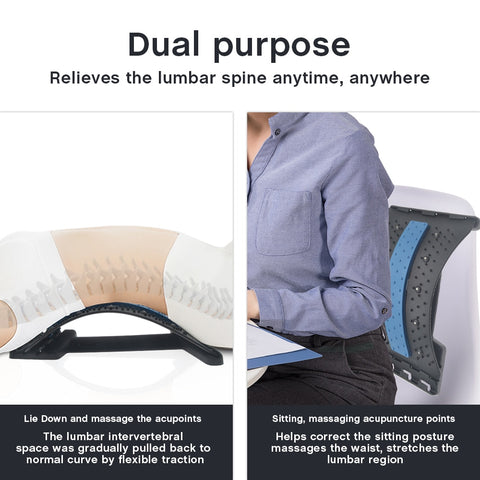 Our Back Stretcher is a convenient at home back pain treatment and preventative care product. It's a simple, passive way to gently stretch your entire back, helping to eliminate the source of your back pain and restore your natural back curve. How Does It Work? When lying down on our Back Stretcher, gravity allows the front of your body to effortlessly stretch out and upwards.