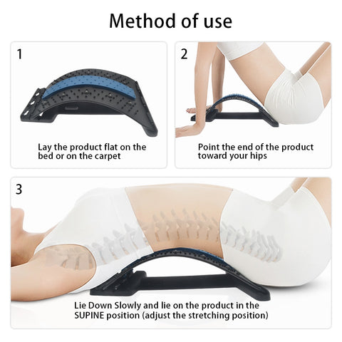 Our Back Stretcher is a convenient at home back pain treatment and preventative care product. It's a simple, passive way to gently stretch your entire back, helping to eliminate the source of your back pain and restore your natural back curve. How Does It Work? When lying down on our Back Stretcher, gravity allows the front of your body to effortlessly stretch out and upwards.