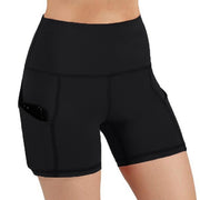 Deep Pockets Yoga Shorts: There are 2 pockets so that you can put your phone inside. If you like listening to music when you are walking or running, these 2 pockets will keep your phone or iPod secure.   Keep Perfect Shape: High-waisted yoga shorts style with tummy control design. Wide waistband contours body curves and streamlines shape. Helps to promote both compression and support.