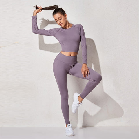 Excellent Material - This yoga workout set for women is made of nylon and spandex. The fabric is thick and is non see through. Lightweight, comfortable, stretchy, flattering and compressive, totally squat proof. Seamless microfiber technology is moisture wicking, quick drying abilities to keep you cool and dry during any workout. Fashion Design: This yoga set has the ribbed texture design. The high waist compression athletic seamless leggings are perfect for tummy control.