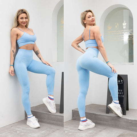 Seamless microfiber technology is moisture wicking, quick drying abilities to keep you cool and dry during any workout. Fashion Design: The seamless leggings boast a high waist with compression, making them perfect for tummy control. Shape Your Body - This yoga set boasts 3D shape and seamless tech to shape your figure, raise the hips. These seamless leggings can enhance your tummy and give your buttocks the round natural look you’ve always dreamed off!