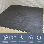 Make safety a priority at your home gym with our Gym Mat Flooring. These Gym Mats are made of high-quality EVA foam that can take the weight of heavy dumbbells, barbells, and plates falling on the ground. Don’t be afraid to work out with intensity as these Gym Floor Mats will keep your floors protected from damage. You can toss weights around carefree with these strong Gym Mats, they will cushion the blow. 