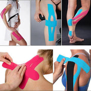 Do you have an injury and tired of tape that won't stick or stay in place? Tape that is either too thin or not strong enough, that needs 2 people to apply it properly. Then look no further than our Kinesiology Tape! Our tape will not loose tension or slide out of place so you can concentrate on your workout and not the tape. The Kinesiology Tape is extremely strong and is designed to move with your muscles as you perform any sport of your choice.