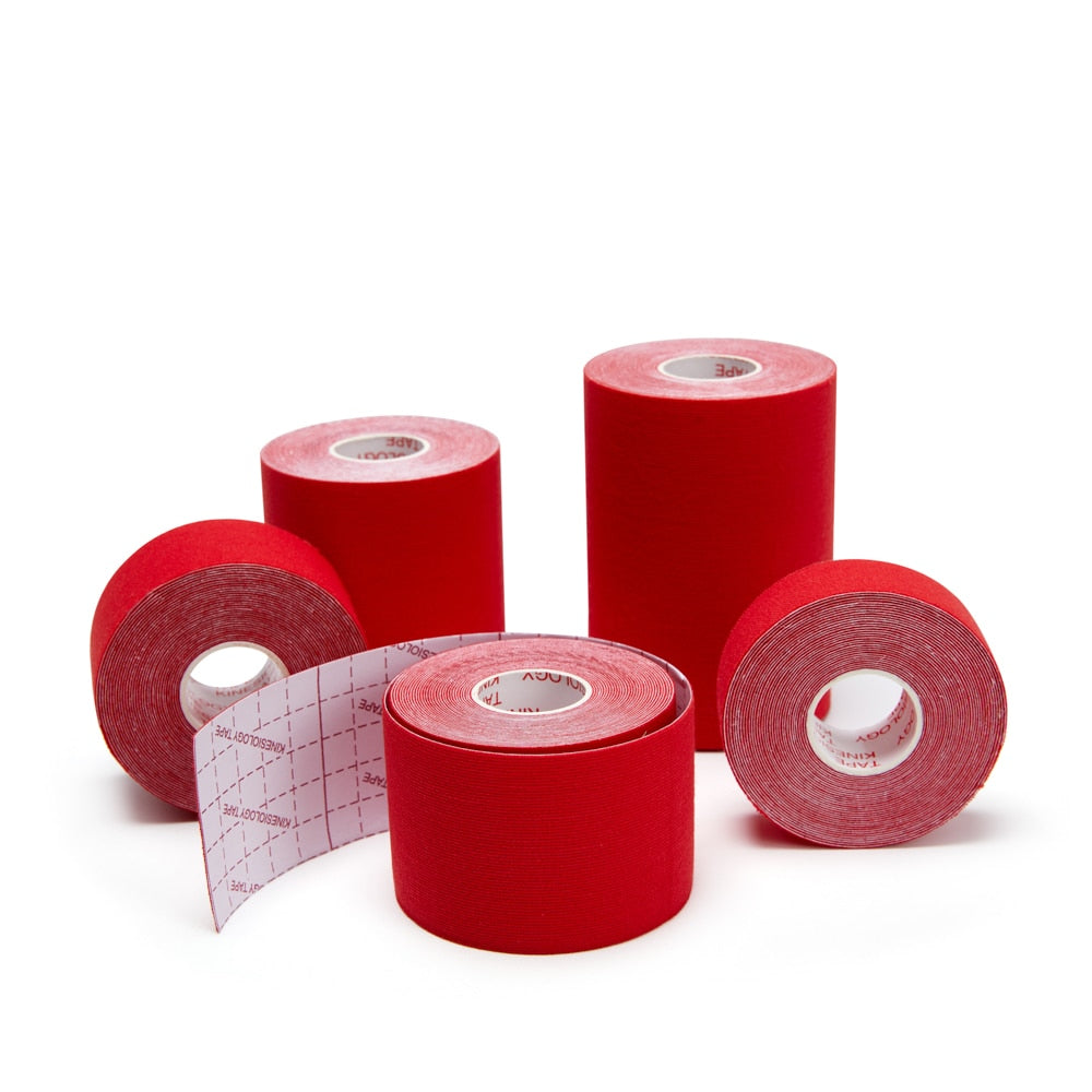 Do you have an injury and tired of tape that won't stick or stay in place? Tape that is either too thin or not strong enough, that needs 2 people to apply it properly. Then look no further than our Kinesiology Tape! Our tape will not loose tension or slide out of place so you can concentrate on your workout and not the tape. The Kinesiology Tape is extremely strong and is designed to move with your muscles as you perform any sport of your choice.