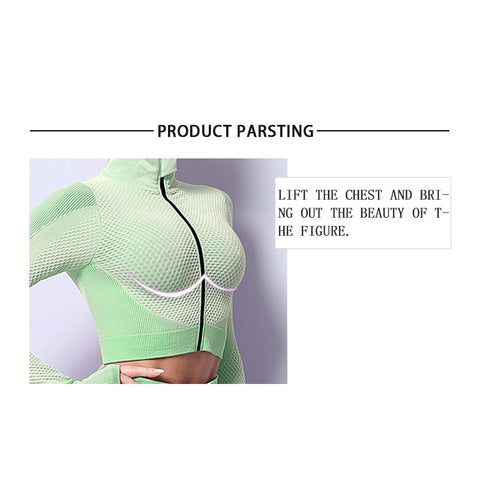 Premium Fabric – These leggings have 4-way stretch material to promote both soft and compression. Not only has the features of high elastic but also good rebound resilience, moisture wicking and quick dry. Multi-Function – Seamless sports bra with removeable pads, cross back. Thumb hole design at the wrists, the sleeve won't ride up when you exercise, it can also reduce friction and keep warm. Vertical collar front zipper design, easy to wear and take off.