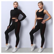 Premium Fabric – These leggings have 4-way stretch material to promote both soft and compression. Not only has the features of high elastic but also good rebound resilience, moisture wicking and quick dry. Multi-Function – Seamless sports bra with removeable pads, cross back. Thumb hole design at the wrists, the sleeve won't ride up when you exercise, it can also reduce friction and keep warm. Vertical collar front zipper design, easy to wear and take off.