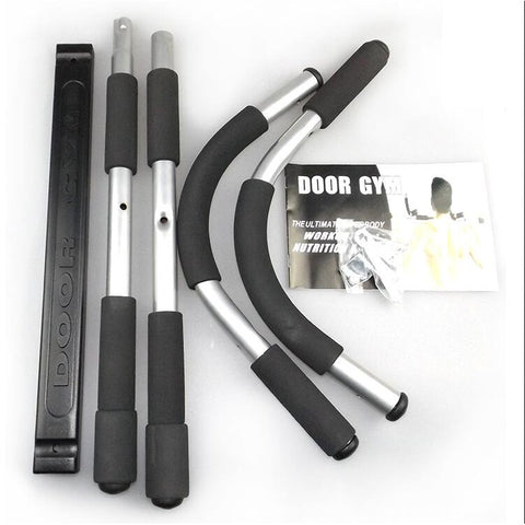 Material: The pull up bar has a spring steel tube and high-density non-slip foam handles that ensures durability and stability.  Proper Doorway Width: 24-32 inches; neutral uses leverage to hold against the doorway so there are no screws; no damage to the door; installs in seconds.  Multiple Uses: Chin-ups, push-ups, sit-ups, etc., strengthen your back, biceps, and other upper body muscles in the comfort of your home gym with this multi-functional pull up bar.