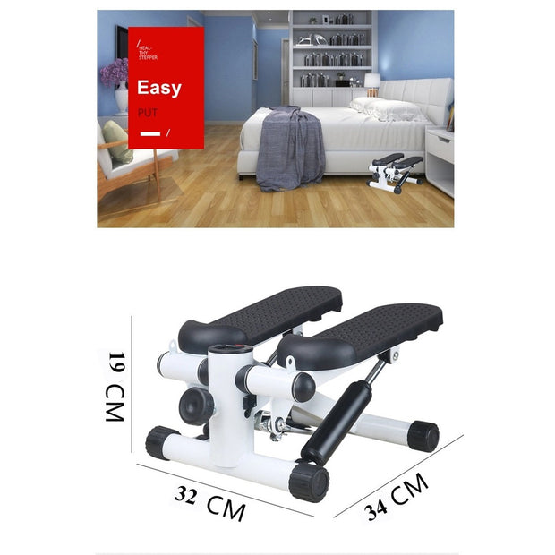 Healthy Design: This Multi-Functional Fitness Stepper with twist action helps you tone thighs and buttocks, while achieving a challenging cardiovascular workout. The Mini Fitness Stepper has little impact on your joints. Adjustable Hydraulic Resistance: Removable resistance bands; work arms, chest, back, and shoulders for total body workout. Stepper is an amazing design, it helps you achieve that perfect workout without leaving home.