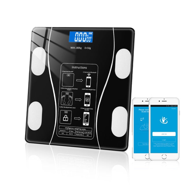 Intelligent Bluetooth Body Weight Scale 180kg Display Fitness