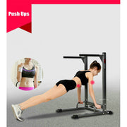 The Dip Bar training station has rubber grips for added comfort, the dip bar is designed specifically for targeting the chest, back, shoulders and triceps while building muscle mass and strength during your workout routine. With sturdy, steel construction and a nice powder coat finish, this body weight dip bar is durable and long lasting so you can be prepared to use it for an extended amount of time. The open pass-through design adds versatility to your exercise routine.